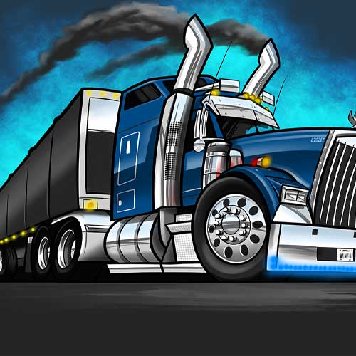 Big rig semi truck drawing