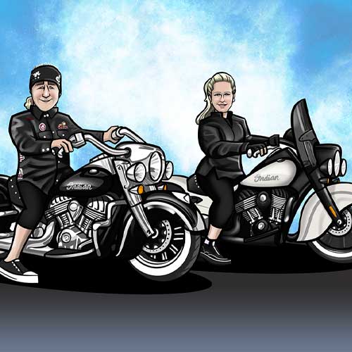 Biker couple drawing