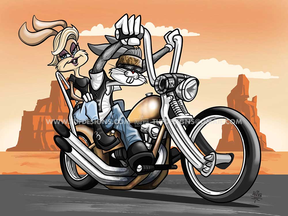 Bugs Bunny chopper motorcycle poster