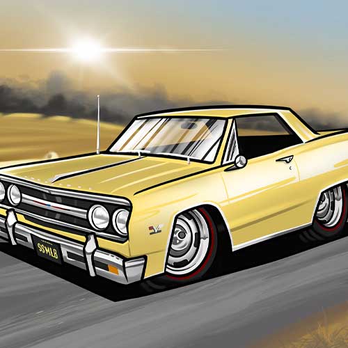 Chevy Malibu cartoon drawing by TUF Designs