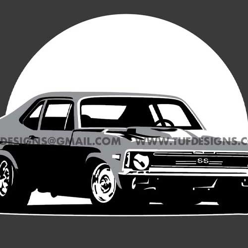 Chevy Nova hotrod artwork by TUF Designs
