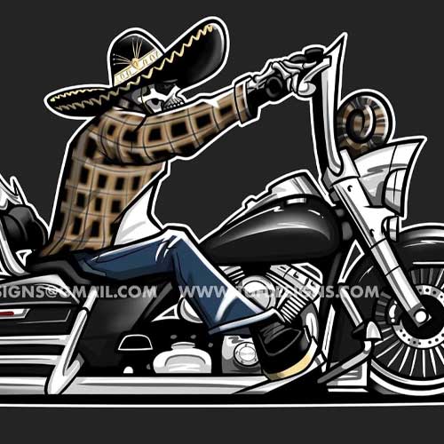 Cholo skeleton biker art download