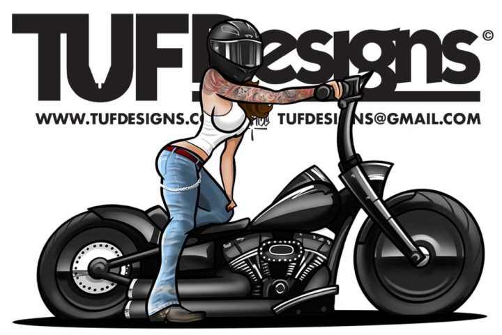 Custom Harley Davidson Fatboy motorcycle art – cartoon style digital drawing