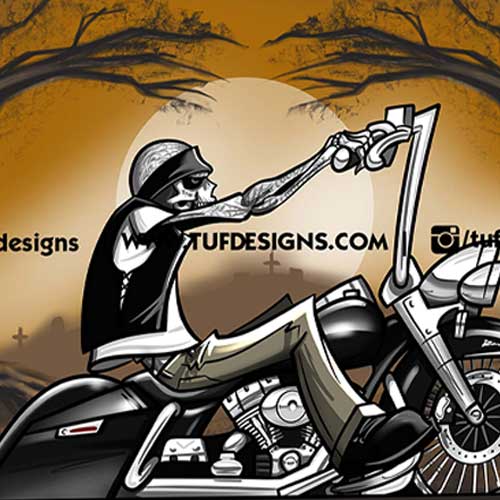 halloween skeleton biker