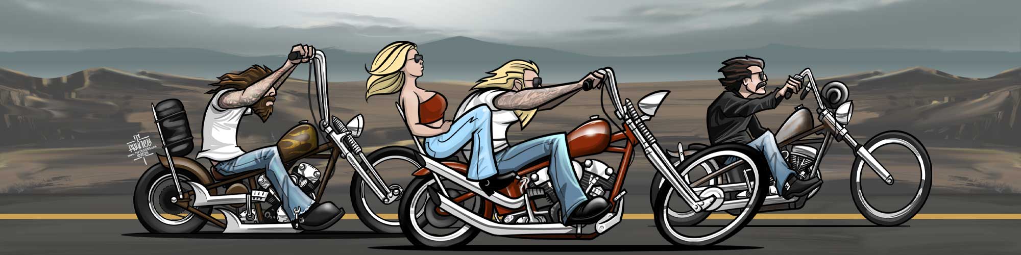 Harley Davidson chopper artwork by TUF Designs