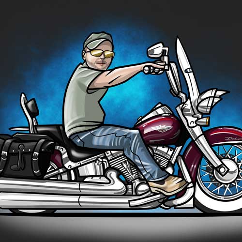 Harley Davidson Deluxe motorcycle drawing by TUF Designs