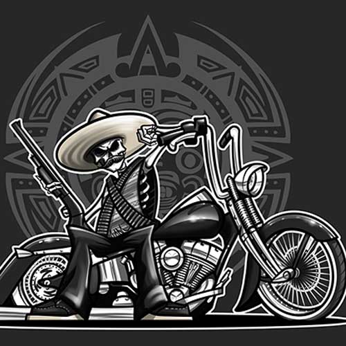 Skeleton biker Harley Davidson Vicla