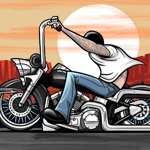 Harley Davidson Softail biker drawing by TUF Designs