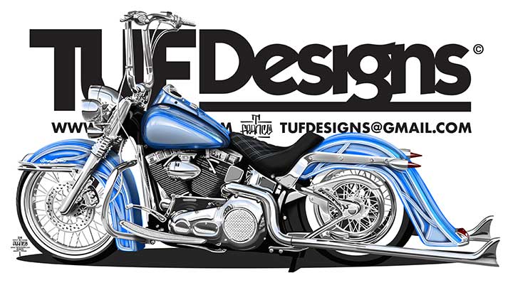 Custom Harley Davidson motorcycle illustration by TUF Designs