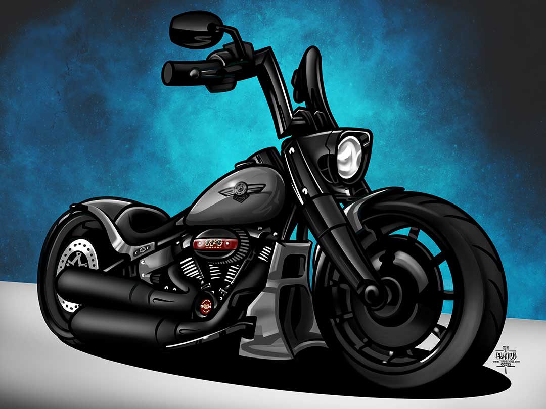 Harley Fatboy Illustration by TUF Designs