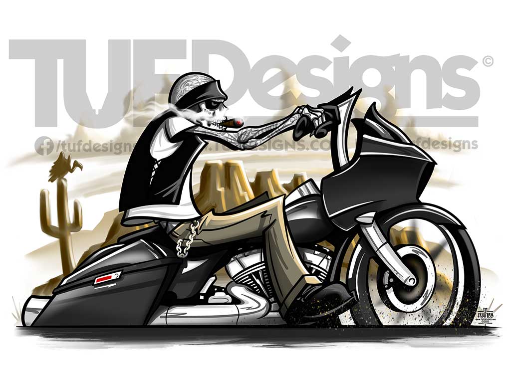harley davidson roadglide skeleton cartoon
