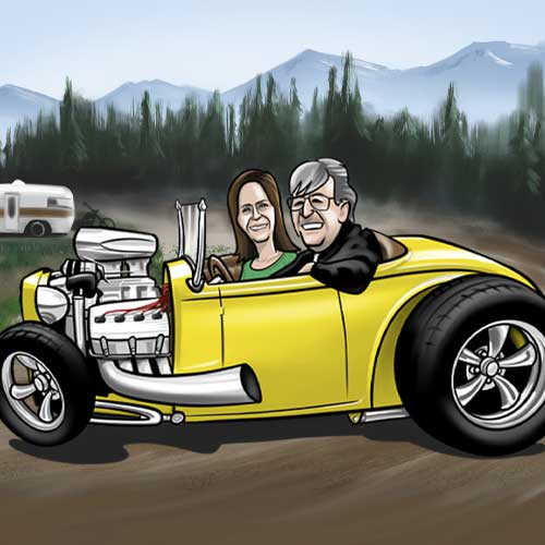 hotrod car cartoon drawing