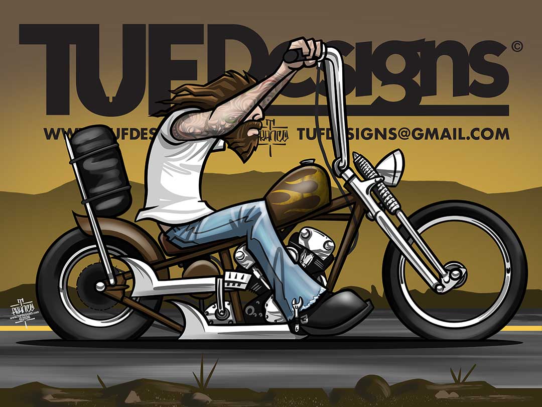Knicklehead chopper artwork by TUF Designs