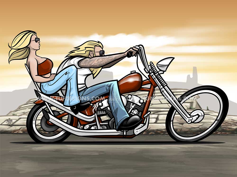 Knucklehead chopper old school bikers poster