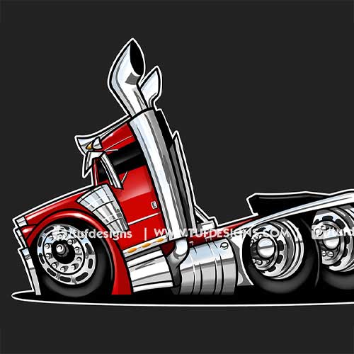 Red Peterbilt semi truck drawing