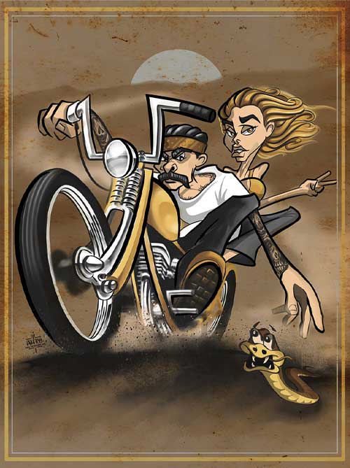 Biker couple, chopper ride poster by TUF Designs