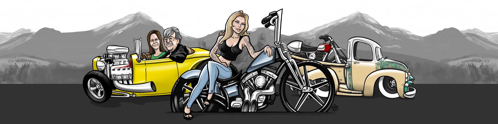 Automotive art and caricatures by TUF Designs