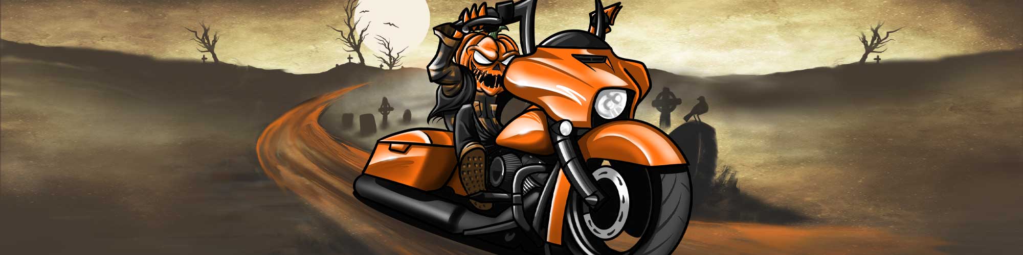 Brand Identity Art - pumpkin head biker by TUF Designs