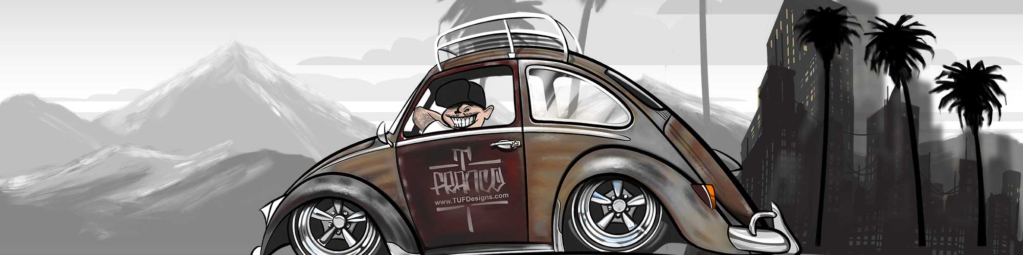 Custom car drawings by TUF Designs