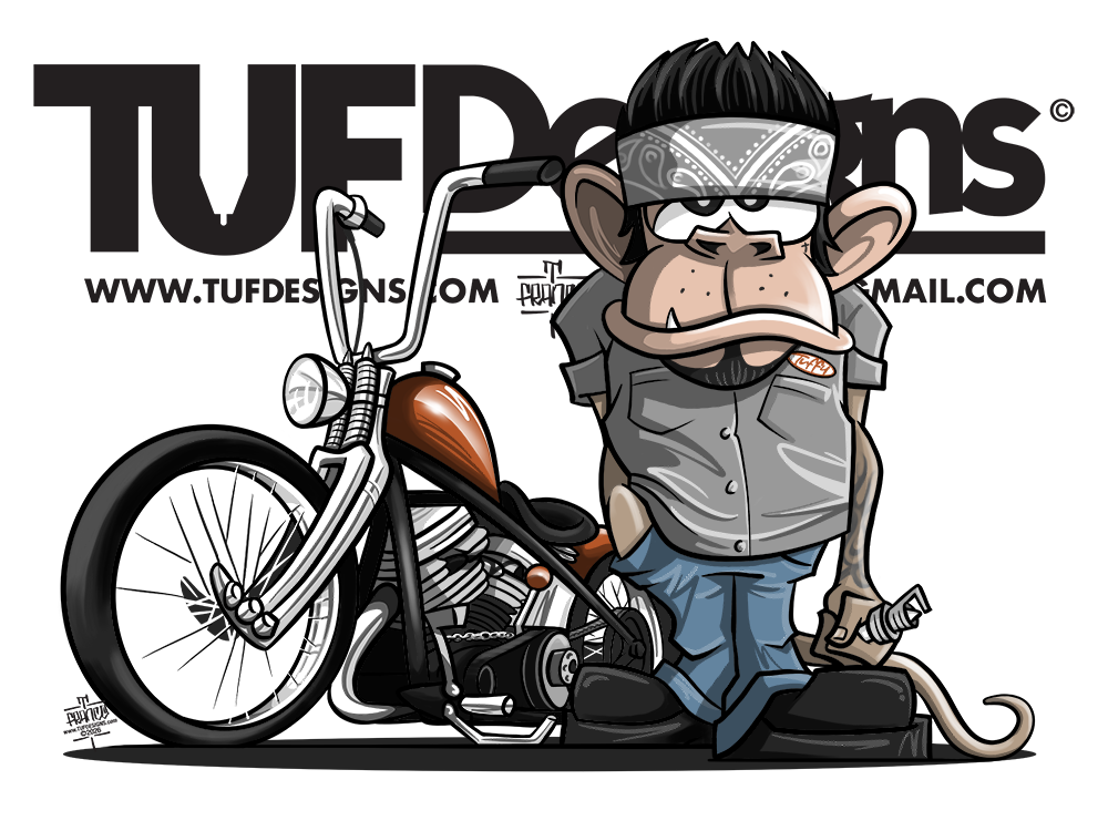 Chopper & character design - Tuffy mascot drawing by TUF Designs